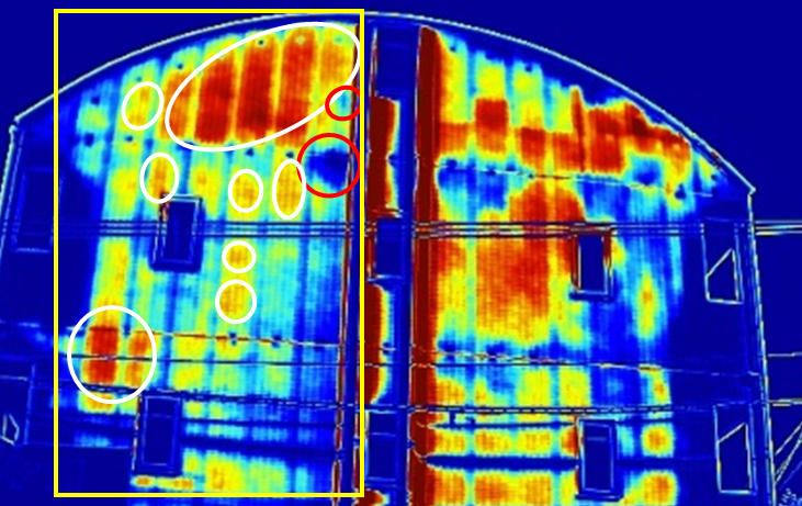 築30年の建物を赤外線カメラで診断した画像