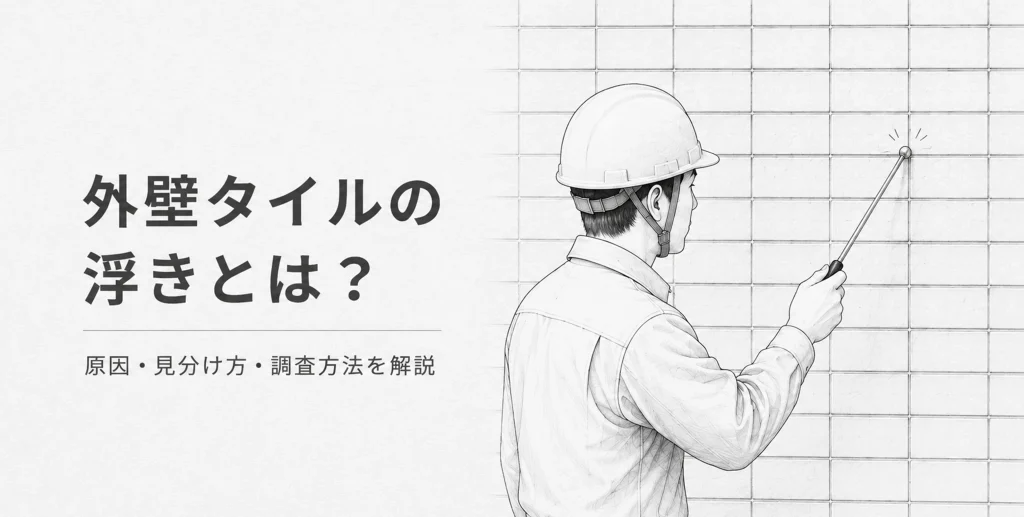 タイルを打診する調査員