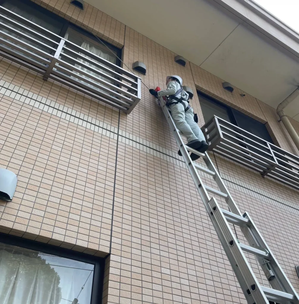 二連梯子で打診する代表